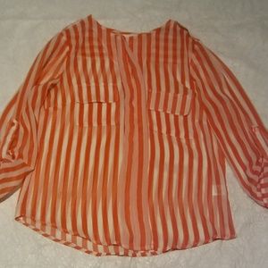 Transparent Orange & White Stripes Top